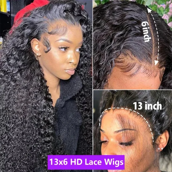 13x6 sans colle HD Transparent vague profonde cheveux humains dentelle frontale perruque 13x4 bouclés dentelle avant perruques de cheveux humains pour les femmes noires - Image 3